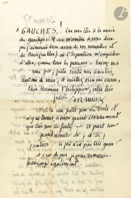 an old letter written in french on a piece of paper