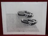 a drawing of two pairs of shoes on the floor