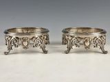 pair of silverplated footed dishes on stands