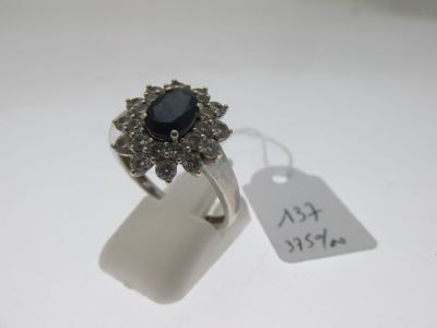 bague monture or gris bas-titre 375°/°° (usure au rhodiage… - Photo 1