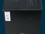 a black box with a white label on it