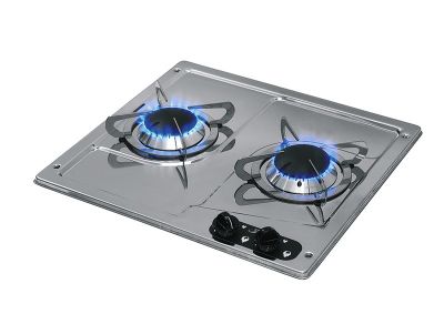 two burners on the top of a gas stove