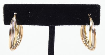 gros plan d'une paire de boucles d'oreilles sur un support