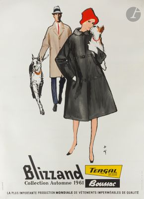 an image of a woman in a black coat and a man in a red hat are walking with a dog