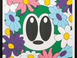 une image représentant un tableau où l'on voit un visage entouré de fleurs