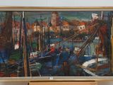 a picture of a painting on a easel in a room
