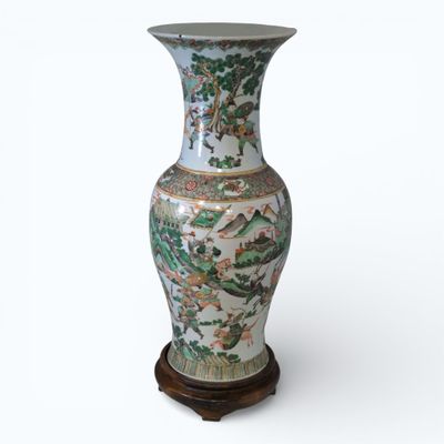 Chine, XXe siècle Important vase balustre, en porcelaine et … - Photo 1