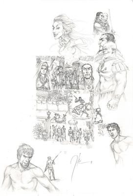 dessin représentant un groupe de personnes dans différentes postures et poses