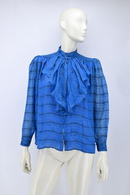 TED LAPIDUS Blouse en crêpon mousseline bleu à rayures lurex…