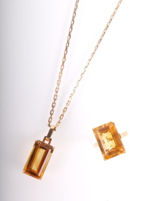 ensemble collier et boucles d'oreilles en cristal de citrine