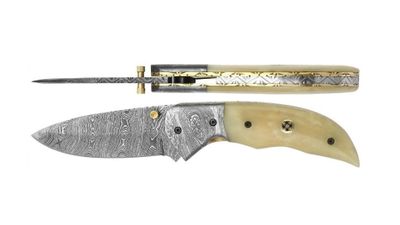two different types of knifes are shown on a white background