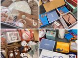 plusieurs photos représentant divers objets contenus dans une boîte