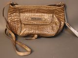 coach purse in gold crocodile embossed leather with strap