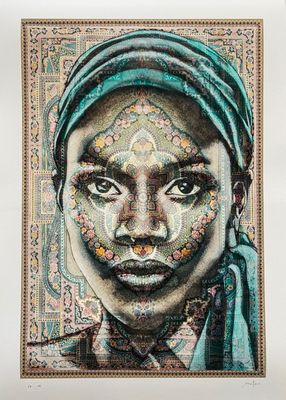 a painting of a woman wearing a turban and a scarf