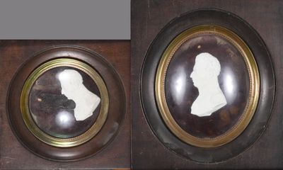 two pictures of a man and a woman in the same picture