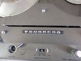 a close up of a tape recorder with a tape