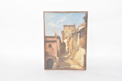 Dans le goût d'Eugène ISABEY. Vieilles maisons dans le Midi. - Photo 1