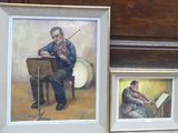 painting of a man playing a violin next to a painting of a man playing a violin