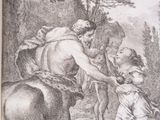 drawing of a man on a horse with a man on the back of a horse