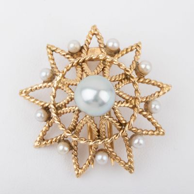 Broche "Étoile" perles de culture, diam : 3 à 8. - Photo 1