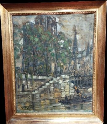 ECOLE Vers 1930 " Bateau à vapeur au pied de Notre-Dame de P…