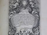 an old black and white drawing of a coat of arms with angels on it
