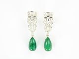 a pair of emerald and diamond earrings