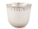 an antique silver cup with the word lifechild engraved on it