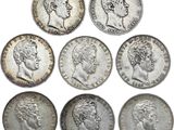 six pièces d'argent datant de l'époque de l'Empire romain