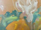 a painting of a flower in a vase on a table