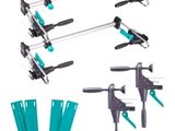 four different types of clamps are shown on a white background