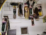 many different types of hair hanging on the wall
