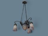 a chandelier hanging from the ceiling with three lights