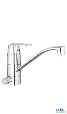 a close up of a faucet on a white background
