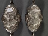 pair of antique silver plated spoons with floral design