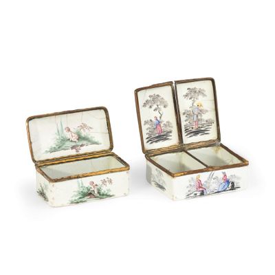 Deux TabatiÈRes EN ÉMail Polychrome, Fours DU 18e AU 19e SIÈ…
