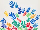 an image of a painting of a bunch of colorful plants on a white background