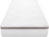 a close up of a mattress with a white cover on it