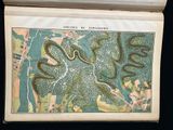 an old map of a city with a river in the middle of it