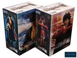 two boxes of one piece action figures on a white background