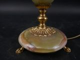 a lamp that is on top of a table