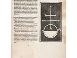 an old book with an image of a cross on it