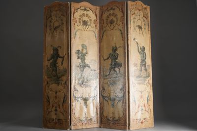 ELEGANT paravent à quatre feuilles, le recto figurant les si…
