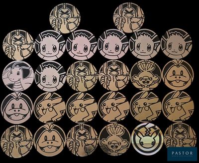 certains personnages Pokémon sont dessinés sur fond noir