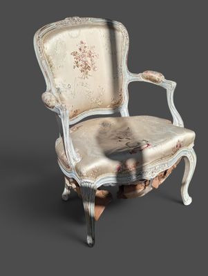 une image représentant une chaise posée sur une surface grise
