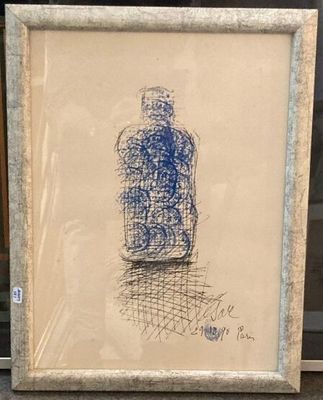 an image of a drawing of a bottle of water on a table