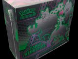 a box that has a purple and green design on it