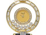 an image of a woman ' s wrist watch with diamonds and black leather strap
