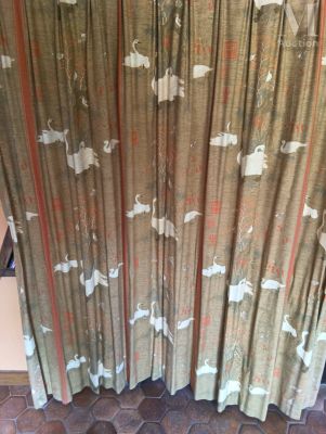 Paire de rideaux à décor de volatiles