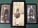 three old black and white photos of men in military uniforms